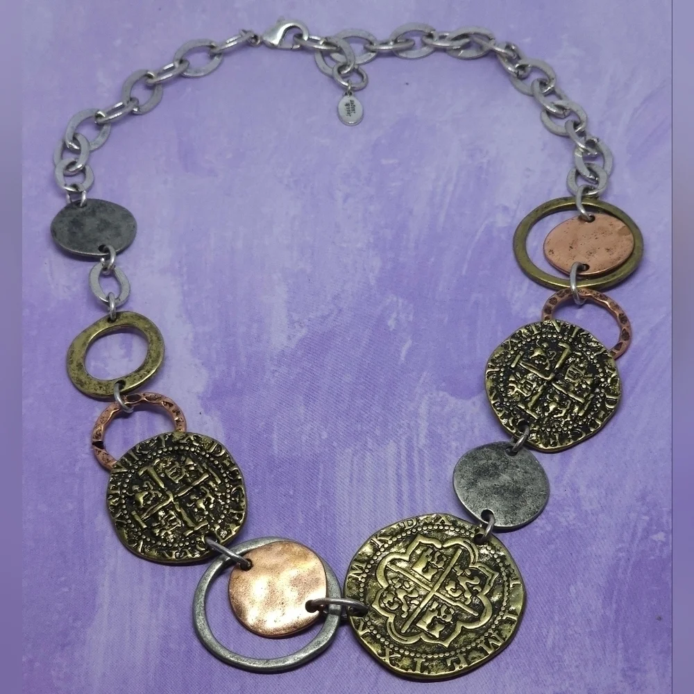 Jade & Jasper Circular Textured Necklace
